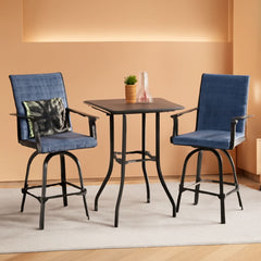 Outdoor Swivel Bar Stools Blue Textilene Table And Chairs-0