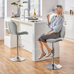 Elegant PU Leather Swivel Bar Stools Set of Four-1
