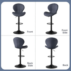 Three Swivel Bar Stools Counter Height High Back DarkGrey-4