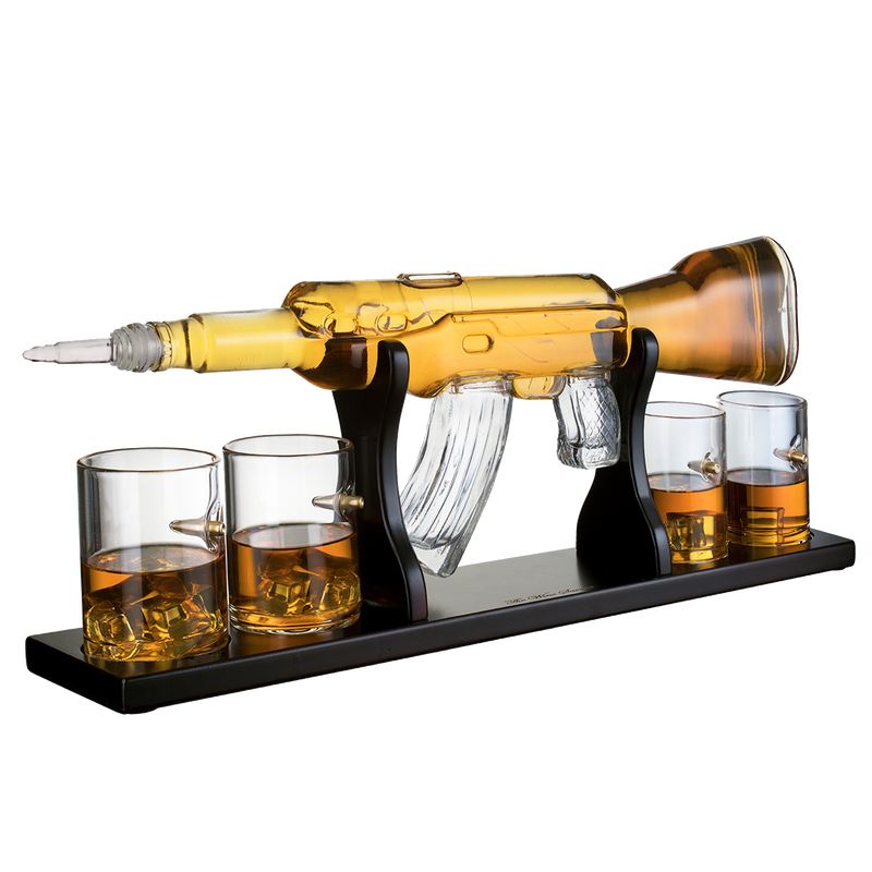 Uae Only Gun Large Decanter Set Bullet Glasses Limited Edition Elegant Rifle Gun Whiskey Decanter 22-0