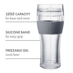 Unbreakable Double Wall Insulated Freezable Beer Glasses Single Large 12 Oz Reusable Pilsner Shatter-3