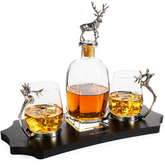 Whiskey Stag Decanter Set Premium Barware Gift Elegant Drinkware Collection-0
