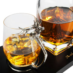 Whiskey Stag Decanter Set Premium Barware Gift Elegant Drinkware Collection-4