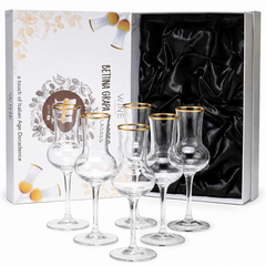 Crystal Set Of 6 Grappa Glasses 3OZ By Post Dinner Drinks Italian Tulip Shape Tastin-0