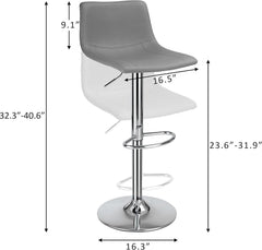 Modern Grey PU Leather Swivel Bar Stools Set-2