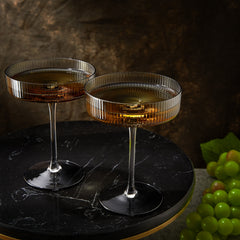 Ribbed Coupe Cocktail Glasses 8 Oz Set Of 2 Classic Manhattan Glasses For Cocktails Libbey Champagne-4