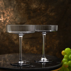 Ribbed Coupe Cocktail Glasses 8 Oz Set Of 2 Classic Manhattan Glasses For Cocktails Libbey Champagne-1