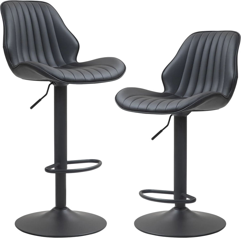 Modern 360 Degree Swivel Faux Leather Bar Stools-0
