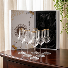 Crystal Set Of 6 Grappa Glasses 3OZ By Post Dinner Drinks Italian Tulip Shape Tastin-1
