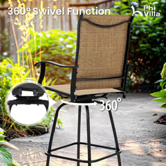 Swivel Outdoor Bar Stools Set of Four Durable Chairs-4