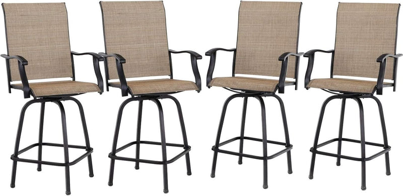 Swivel Outdoor Bar Stools Set of Four Durable Chairs-0