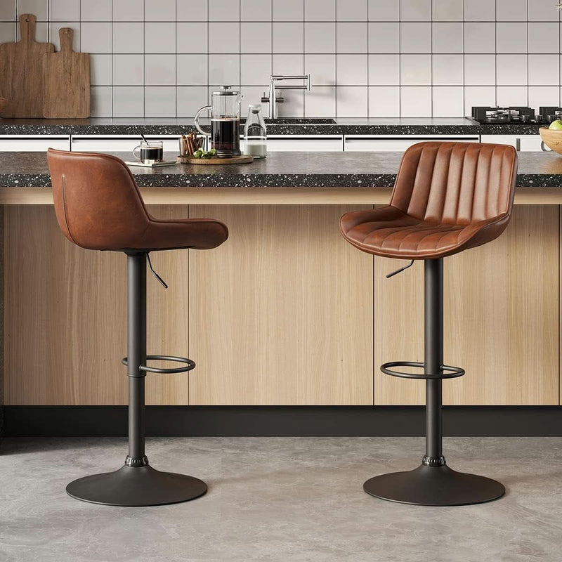 Mid Century Modern Adjustable Height Swivel Bar Stools-0