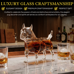 Dog Pug Whiskey And Wine Decanter Premium Barware Gift Elegant Drinkware Collection-2