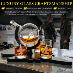 F16 Whiskey Decanter Set With 4 Fighter Jet Whiskey Glasses By-2