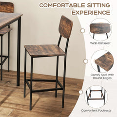 Counter Height Industrial Dining Table Set 36x36 Bar Stools-4