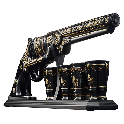 Gifts for Men Dad Hand Painted Pistol Gun Whiskey Decanter-0