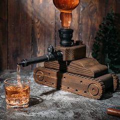 Tank Liquor Dispenser By Mahogany Wood Whiskey Decanter Gifts For Him Fathers Day Ve-1