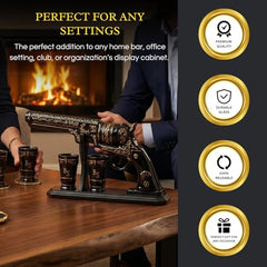 Gifts for Men Dad Hand Painted Pistol Gun Whiskey Decanter-3