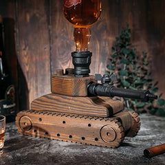 Tank Liquor Dispenser By Mahogany Wood Whiskey Decanter Gifts For Him Fathers Day Ve-3
