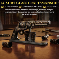 Gifts for Men Dad Hand Painted Pistol Gun Whiskey Decanter-2