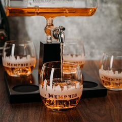 Memphis City Of Blues Wine Whiskey Decanter Set 1100ML By With 4 Whiskey Glasses Dri-2