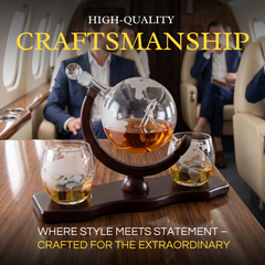 Etched World Decanter Whiskey Globe Antique Airplane 850ML Whiskey Stones And 2 Worl-4