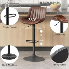 Mid Century Modern Adjustable Height Swivel Bar Stools-4