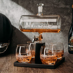 New York City Skyline Wine Whiskey Decanter Set 1100ML By With 4 Nyc Whiskey Glasses-1