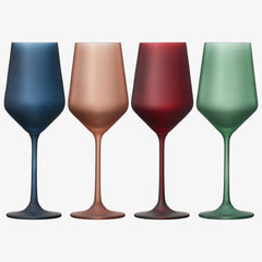 Frosted Colored Crystal Wine Glass Set Of 4 Italian Style Tall Drinkware-2