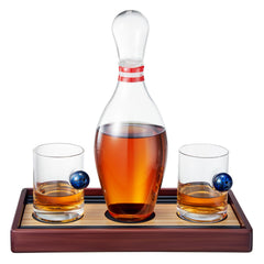 Bowling Decanter Sports Themed Whiskey Gift Set Glass Liquor Display Drinkware Bar A-0