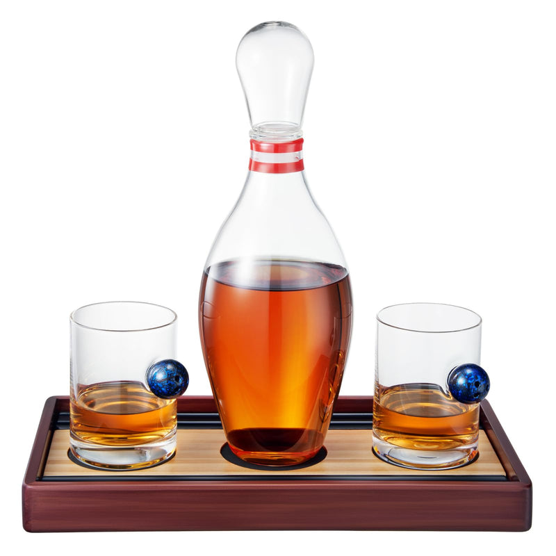 Bowling Decanter Sports Themed Whiskey Gift Set Glass Liquor Display Drinkware Bar A-0