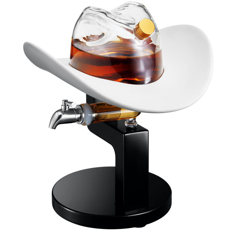 Cowboy Hat Decanter Western Style Rustic Design Glass Liquor Container Barware Displ-0