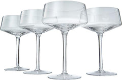 Luxury Martini Glass Set Of 4 10OZ Crystal Luxury Martini With Silver Spoon Premium Hand Blown Class-4