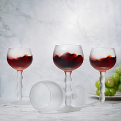Cloud Elegant Crystal Wine Water Glasses Hand Blown Premium Sand Blasted Glasses Stemmed Red White W-2