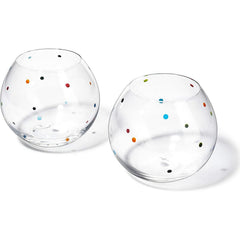 Polka Dot Set Of 2 Stemless Bubble Wine Glasses 16 Oz By Polka Dot Rainbow Glasses C-4