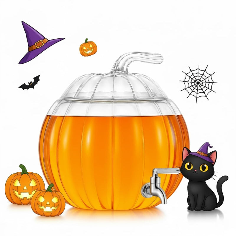 Glass Pumpkin Drink Dispenser 2 Gallon Fall Halloween Thanksgiving Party Beverage Server With Spigot-0