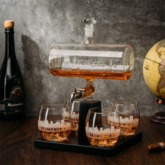 Memphis City Of Blues Wine Whiskey Decanter Set 1100ML By With 4 Whiskey Glasses Dri-1