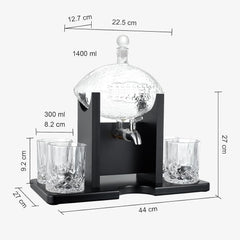 Football Gifts For Men Dad Decanter With Mahogany Holder Field Goal Holder 4 Glasses-2