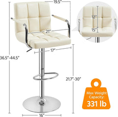 Beige Tall Bar Stools Adjustable Swivel Set Of Two-2