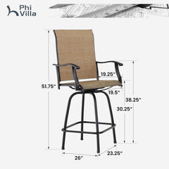 Swivel Outdoor Bar Stools Set of Four Durable Chairs-2