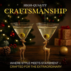 Golden Standing Stag Martini Glasses Set Of 2 Premium Barware Gift-4
