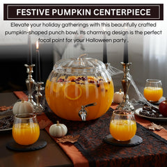 Glass Pumpkin Drink Dispenser 2 Gallon Fall Halloween Thanksgiving Party Beverage Server With Spigot-2