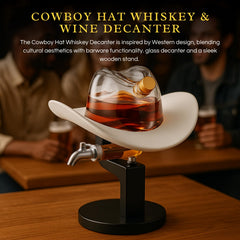 Cowboy Hat Decanter Western Style Rustic Design Glass Liquor Container Barware Displ-2