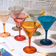 Unbreakable Pastel Color Acrylic Martini Glasses Set Of 6 European Style Cocktail Cups 100 Tritan Dr-1