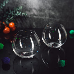 Polka Dot Set Of 2 Stemless Bubble Wine Glasses 16 Oz By Polka Dot Rainbow Glasses C-1