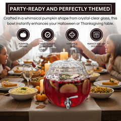 Glass Pumpkin Drink Dispenser 2 Gallon Fall Halloween Thanksgiving Party Beverage Server With Spigot-3
