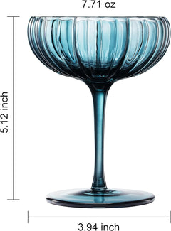Tonal Flower Champagne Coupe Cocktail Glassware Set Of 4 Premium Barware Gift-1