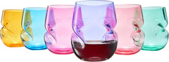 Unbreakable Aerating Stemless Wine Glasses Set Of 6 13 Oz Colored Glass-0