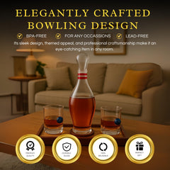 Bowling Decanter Sports Themed Whiskey Gift Set Glass Liquor Display Drinkware Bar A-3