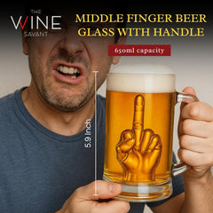 Middle Finger Beer Glass With Handle Tall Drinking Glass For Beer Whiskey Cocktails-2